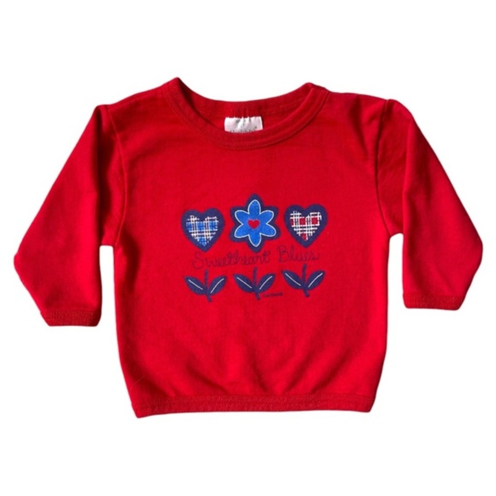 VINTAGE Healthtex Shirt Sweatshirt Sweater Pullover Crewneck Red Hearts